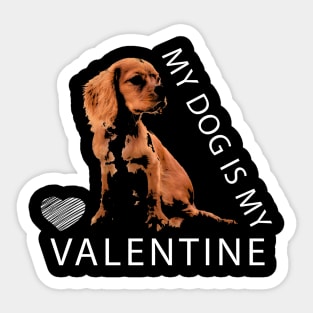 My Dog is My Valentine White Heart Valentine`s Day Sticker